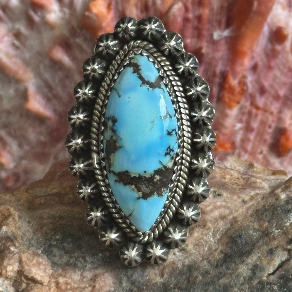 Golden Hills Turquoise Southwestern Sterling Silver Ring - Picture 7 of 7